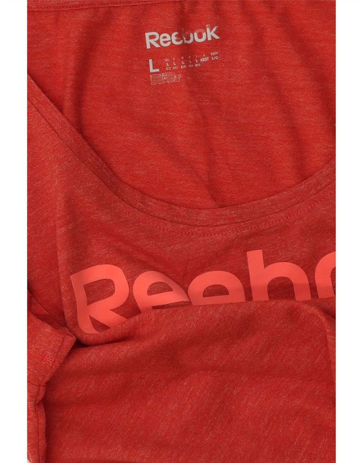 Reebok - Camiseta gráfica para mujer, talla 40, color rojo