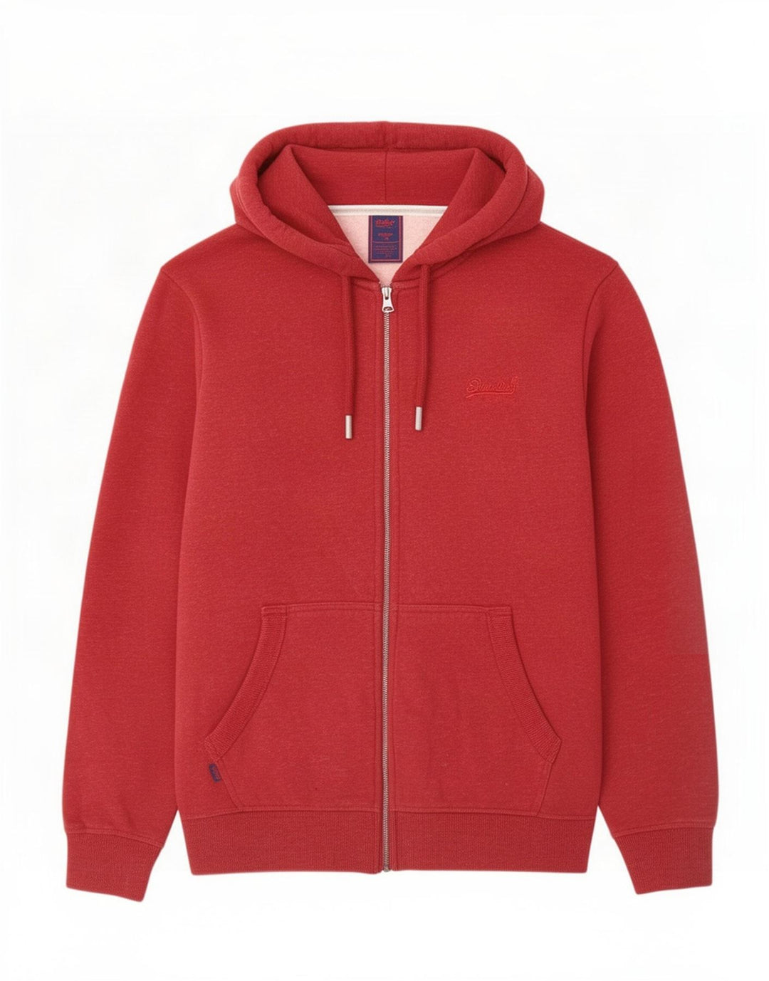 Superdry Sudadera con capucha y cremallera para hombre, tamaño grande, algodón rojo