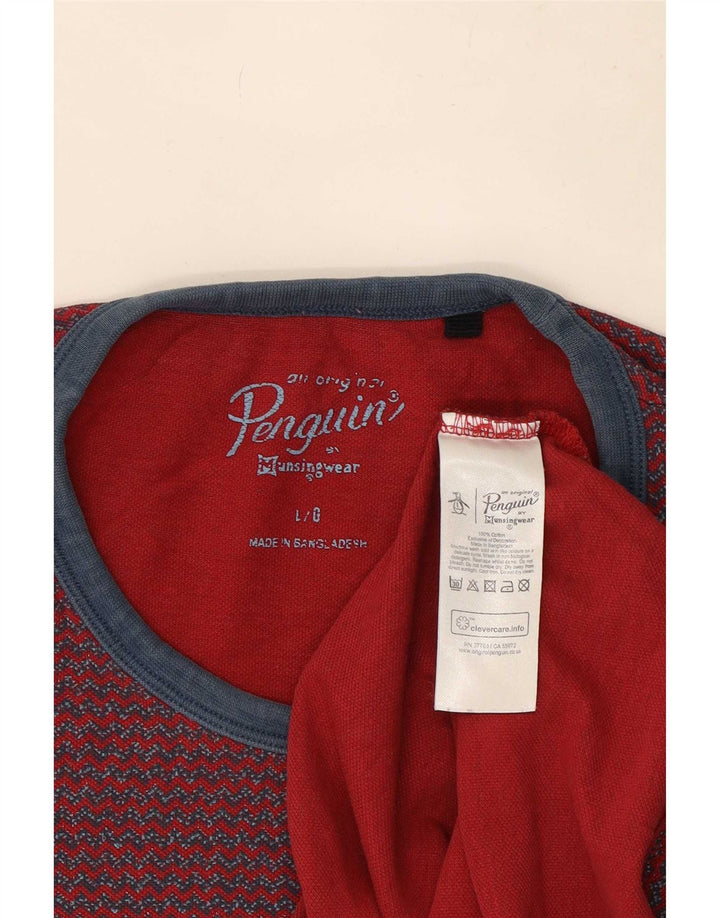 Camiseta Penguin para hombre Top Large Red Chevron