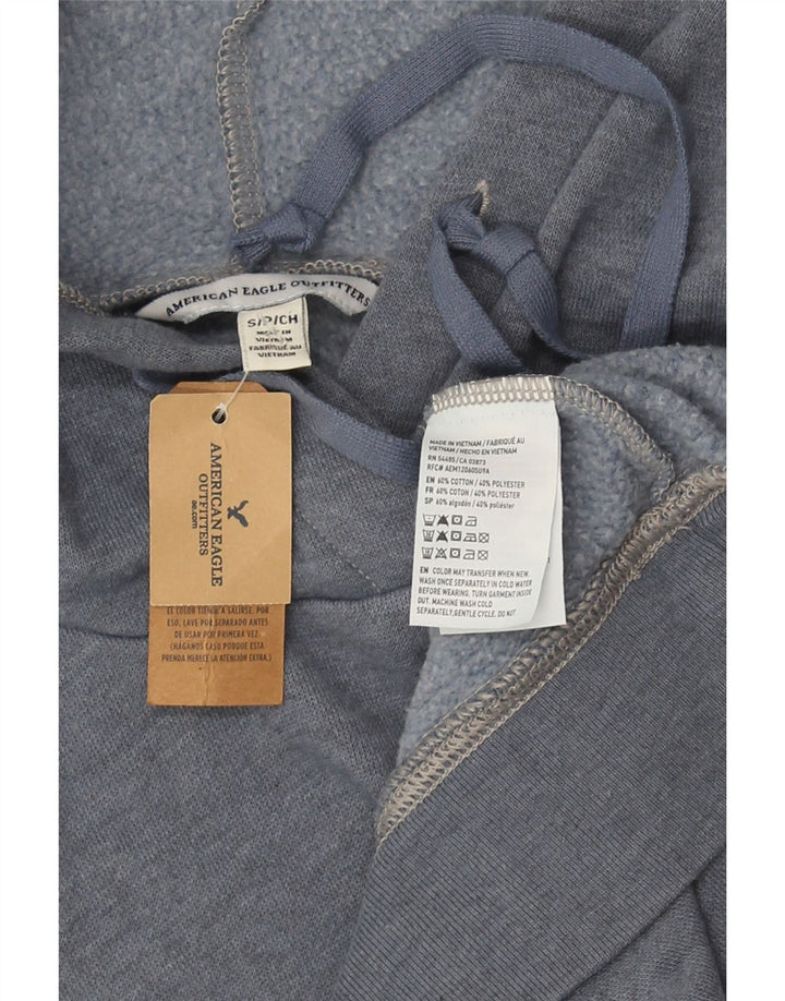 American Eagle - Jersey con capucha para mujer, diseño gráfico de gran tamaño, talla 10, color gris