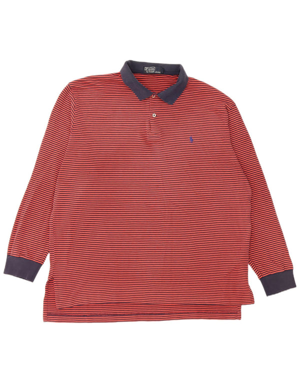 Polo Ralph Lauren Polo de rugby de manga larga para hombre XL Algodón a rayas rojas