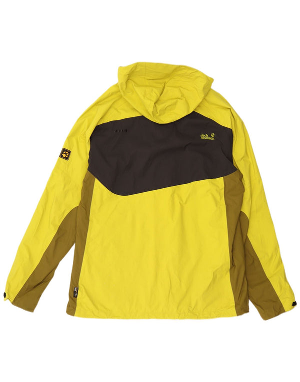 Jack Wolfskin Chaqueta impermeable con capucha para hombre UK 44 2XL Amarillo Colorblock