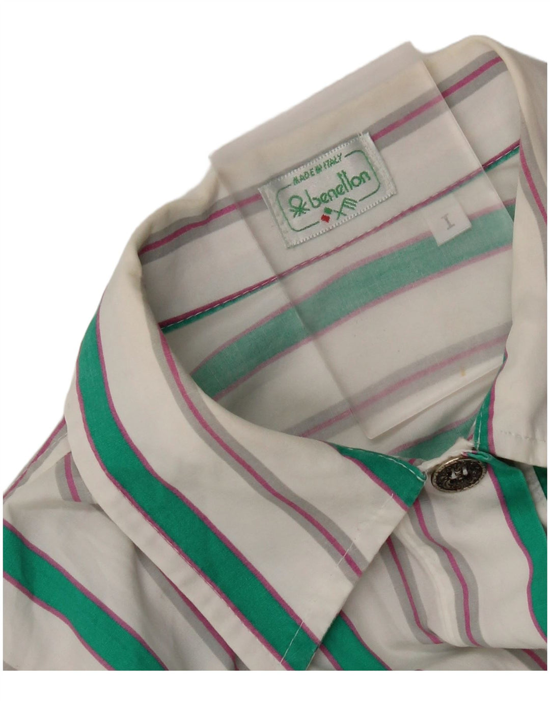 Camisa Benetton Mujer ES 40 XL Blanco Rayas