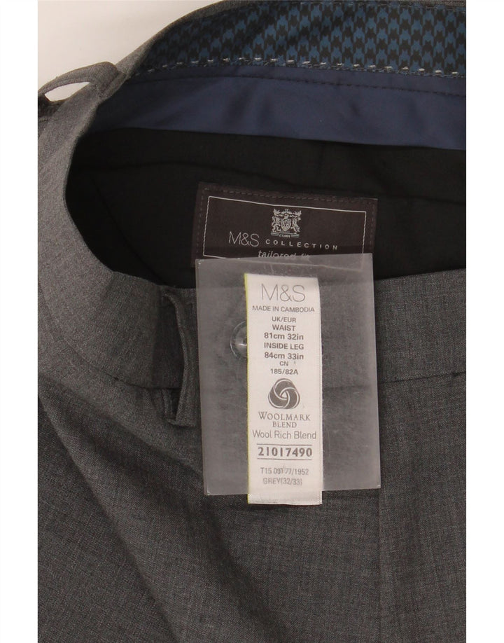Marks & Spencer Pantalones de traje ajustados y entallados para hombre W32 L33 Lana gris