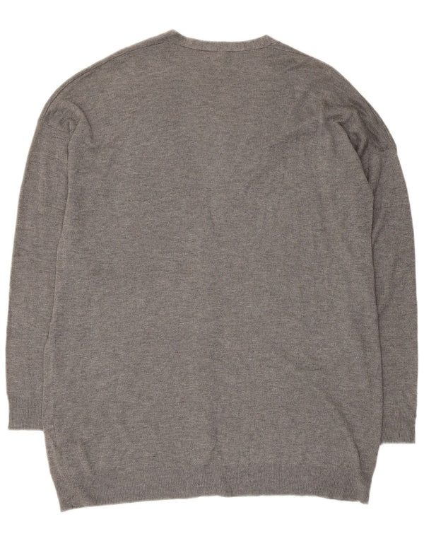 BENETTON Suéter tipo cárdigan para mujer UK 44 Viscosa gris medio