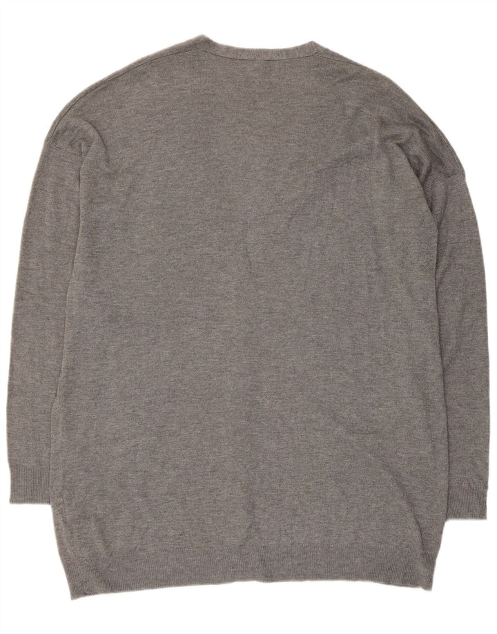 BENETTON Suéter tipo cárdigan para mujer UK 44 Viscosa gris medio