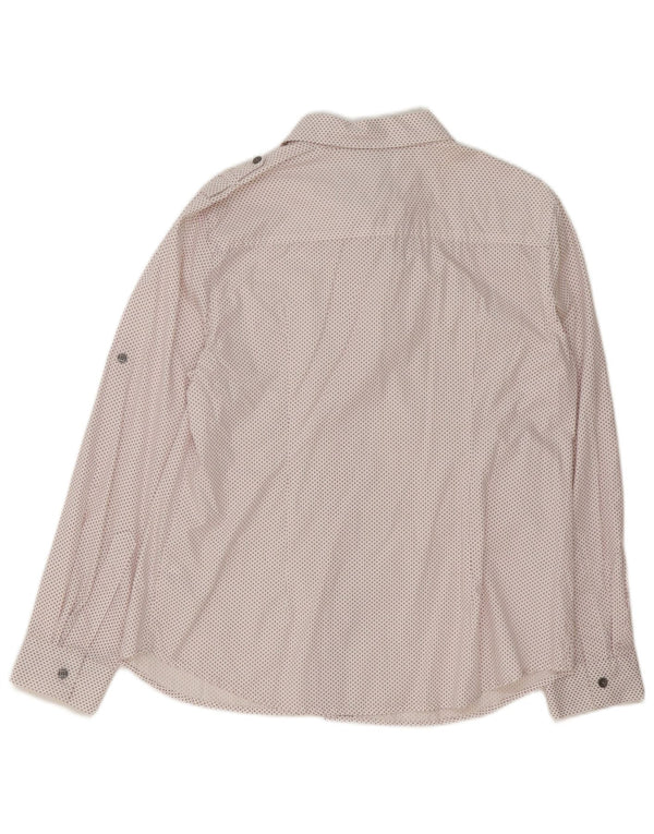 Dkny Camisa militar para mujer UK 46 Large White Argyle/Diamond Cotton