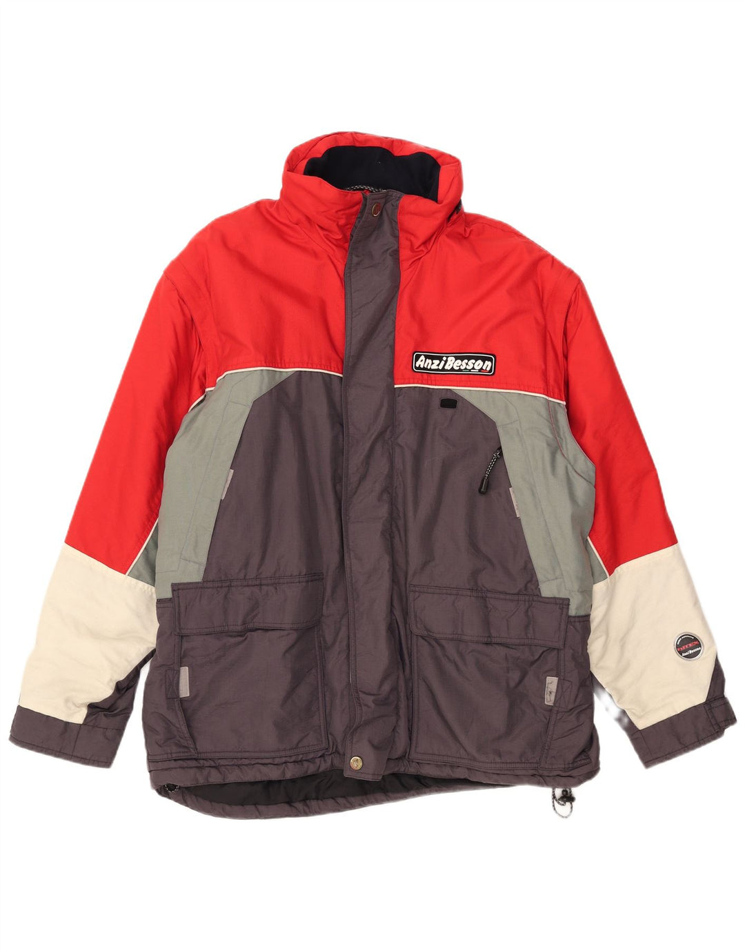Anzi Besson Chaqueta cortavientos para hombre UK 42 XL Bloque de color multicolor