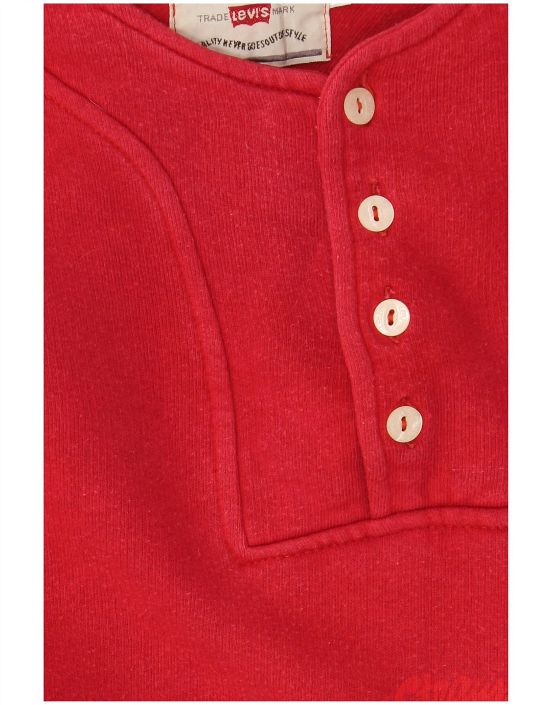 Levi's Sudadera extragrande con cuello y botones para mujer, talla 40, color rojo
