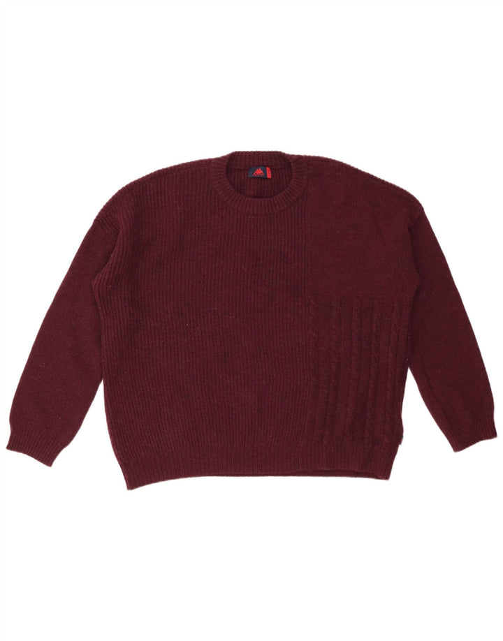KAPPA Suéter de gran tamaño con cuello redondo para mujer UK 46 Large Lana granate