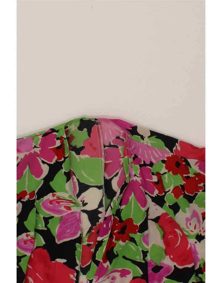 VINTAGE Womens Cardigan Top EU 42 Large Multicoloured Floral Silk Vintage Vintage and Second-Hand Vintage from Messina Hembry 