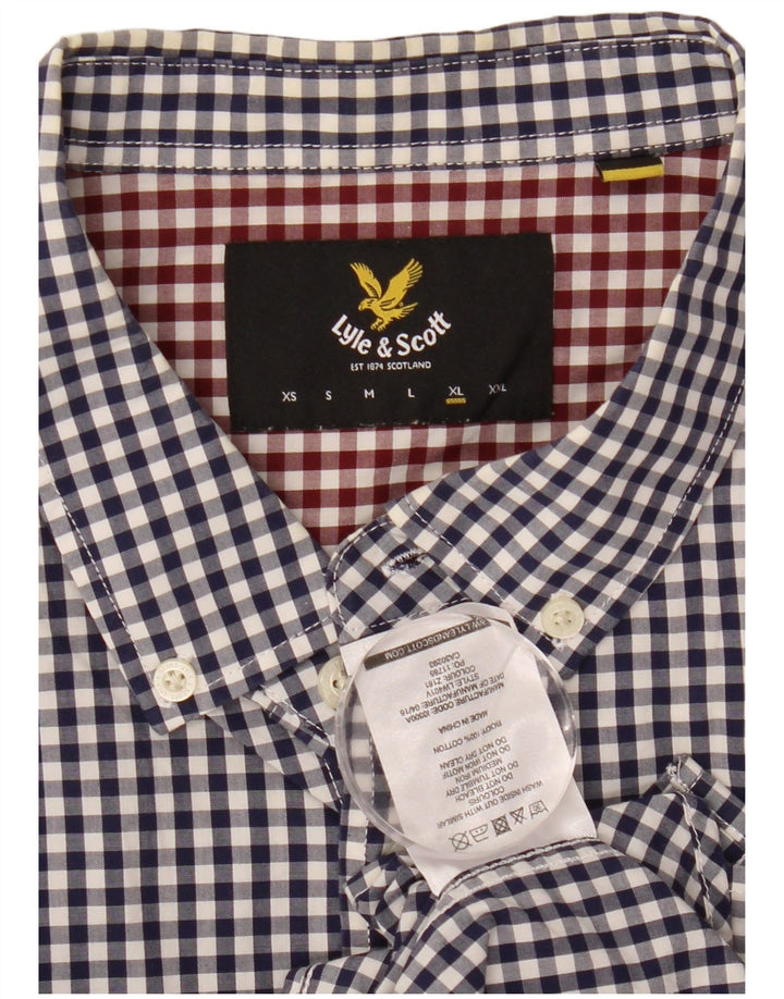 LYLE & SCOTT Camisa para hombre XL Algodón a cuadros azul marino