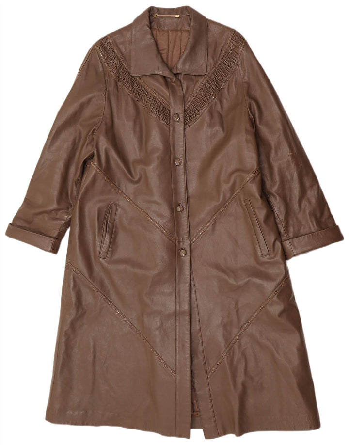 Your Sixth Sense Abrigo de cuero para mujer UK 46 Large Brown