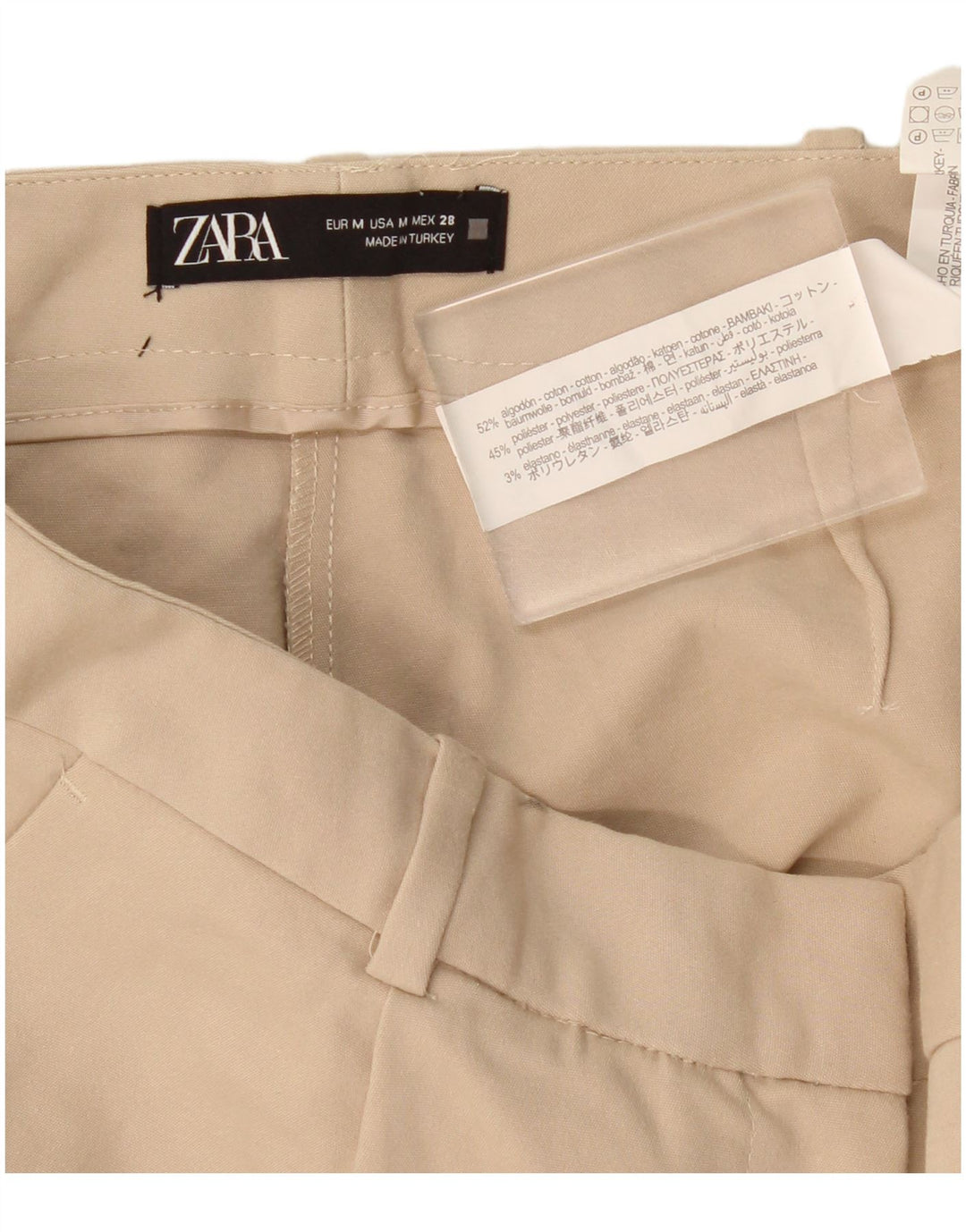 Zara Mujer Shorts Casual Mediano W30 Beige Algodón