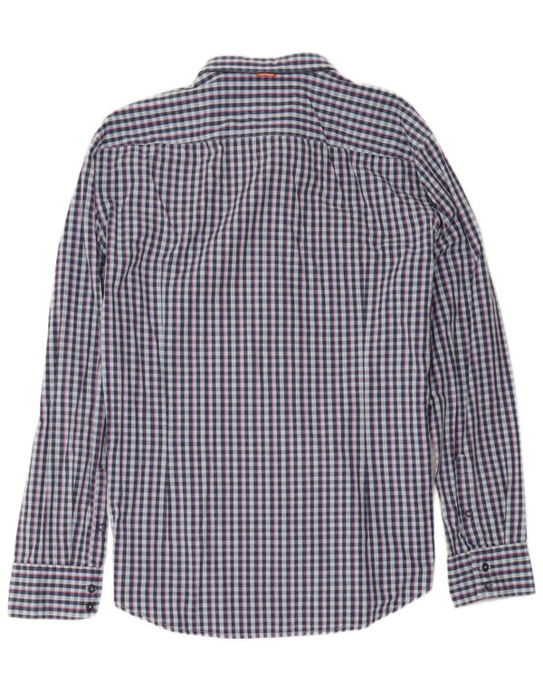 Camisa Hugo Boss Hombre XL Algodón Cuadros Azul