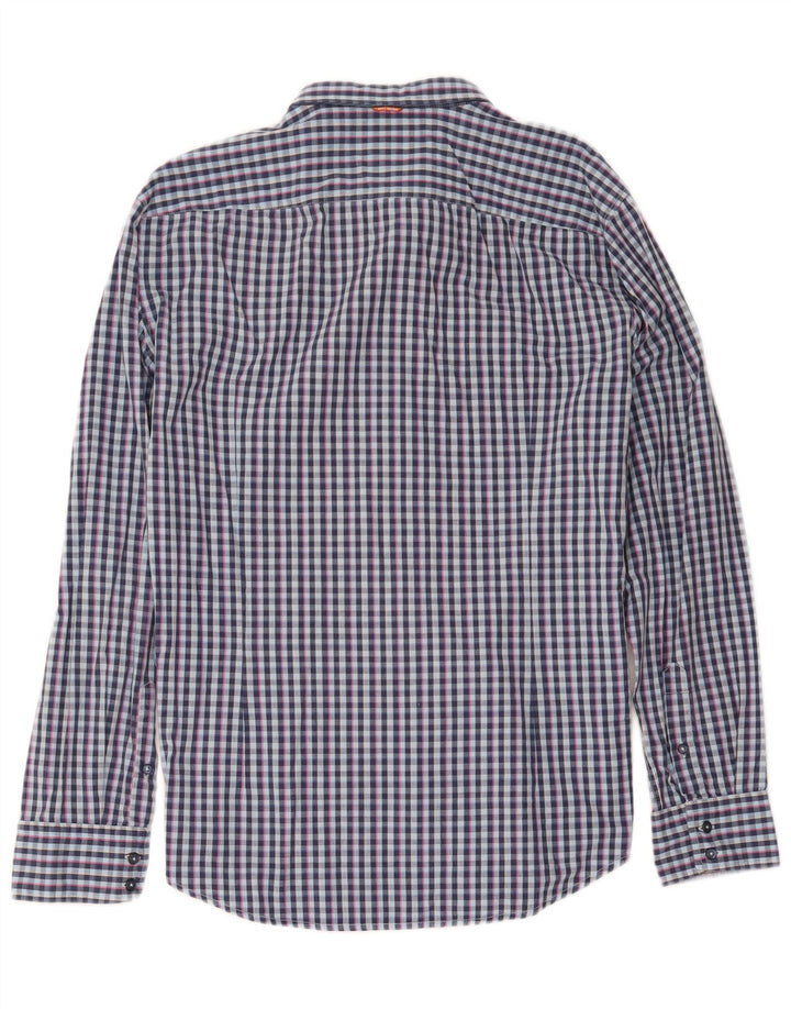 Camisa Hugo Boss Hombre XL Algodón Cuadros Azul