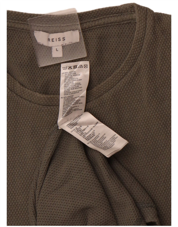 REISS - Camiseta para hombre, talla grande, color verde, algodón