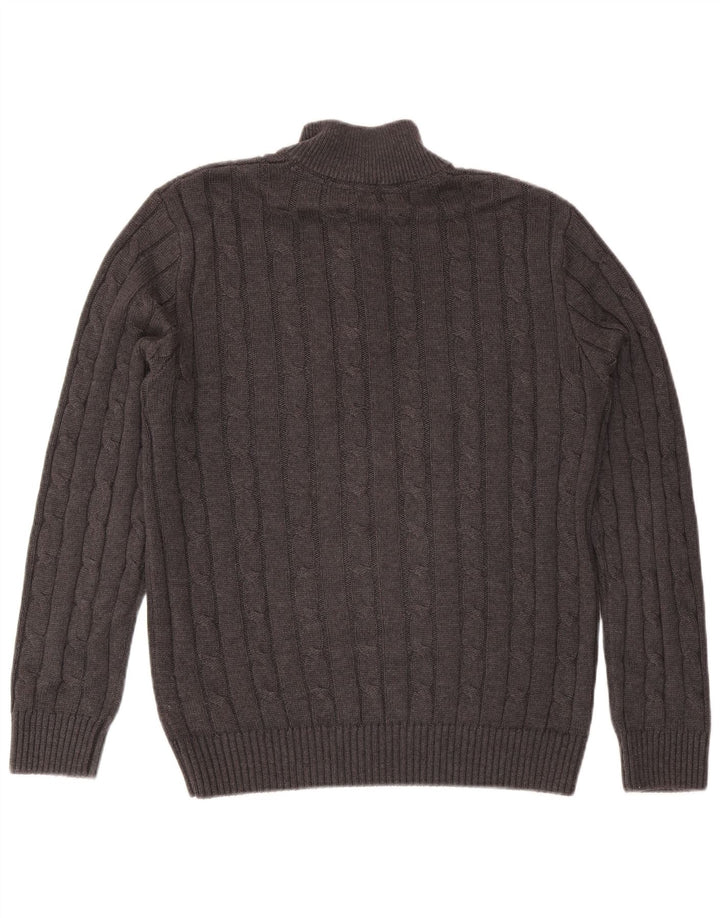 Crew Clothing - Jersey con cuello y cremallera para hombre, algodón gris medio