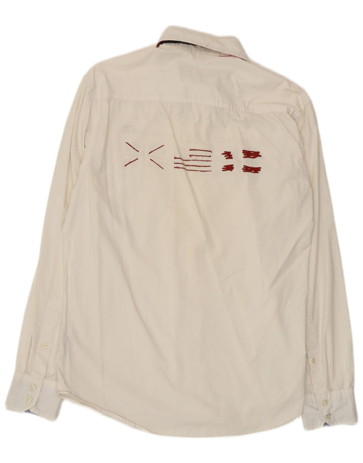 Napapijri Camisa estampada con estampado grande de algodón blanco para hombre