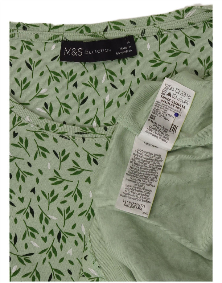 Marks & Spencer Top para mujer de manga larga UK 44 Algodón floral verde medio