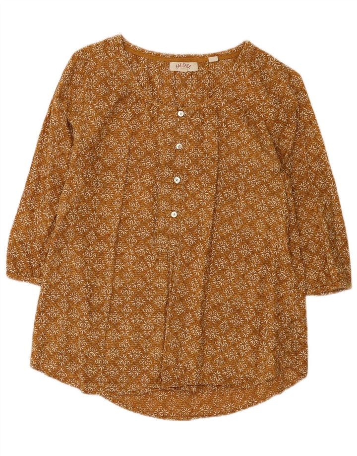 Camisa tipo pulóver de manga 3/4 para mujer de Fat Face UK 8 Small Marrón Algodón floral