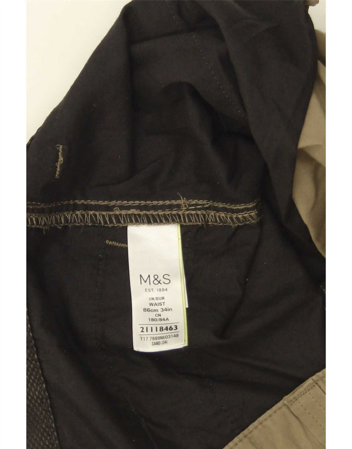 Marks & Spencer Pantalones cortos tipo cargo para hombre W34 Large Khaki Cotton