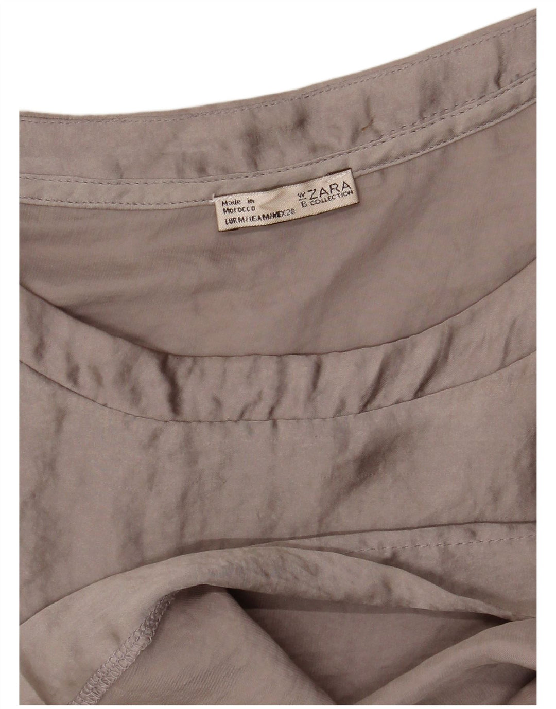 Zara Mujer Crop Blusa De Manga Larga Top UK 44 Gris Medio