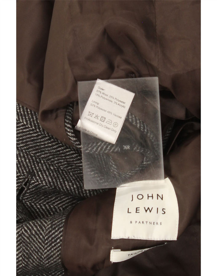 John Lewis Abrigo de corte regular a medida para hombre UK 36 Small Grey Herringbone