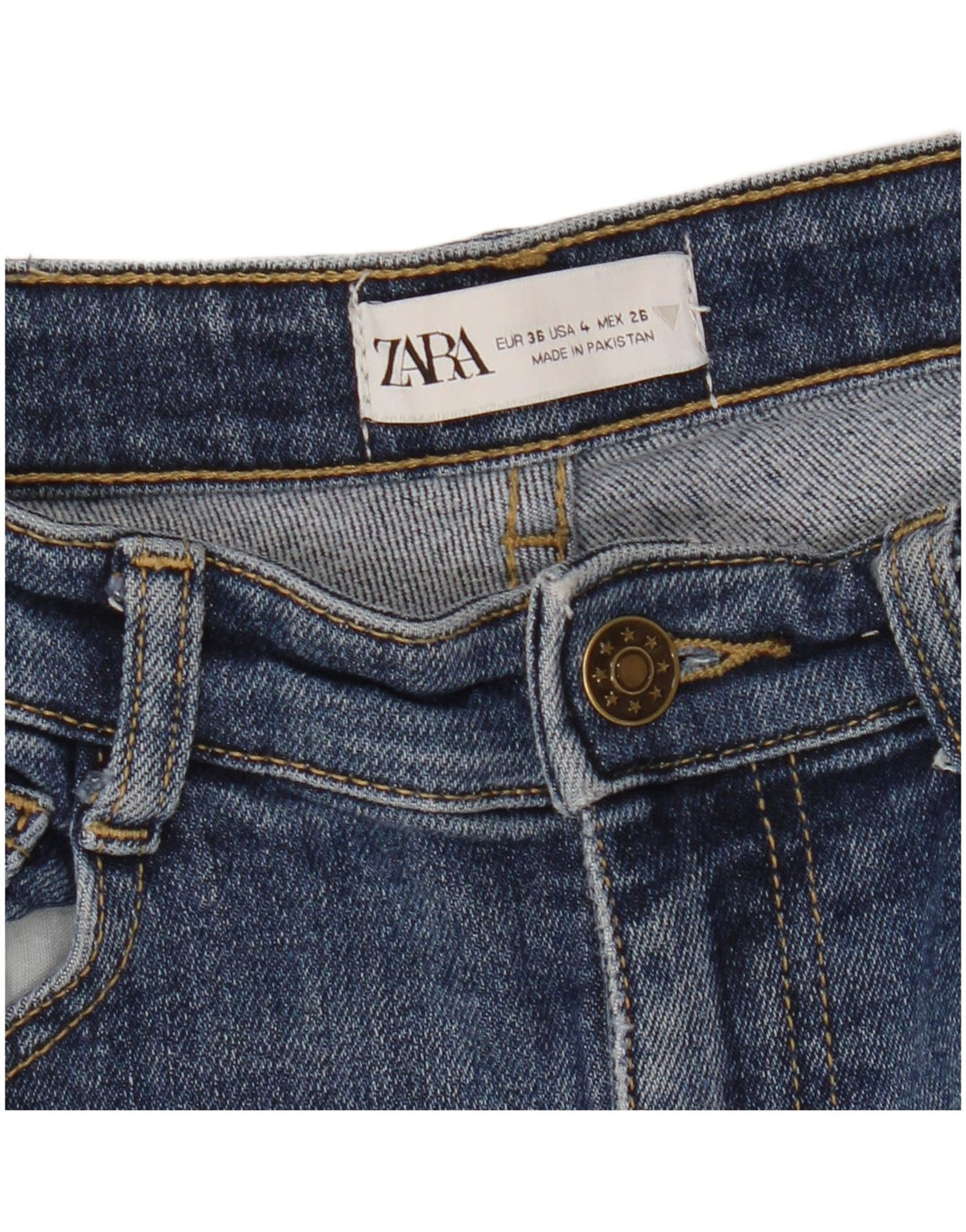 ZARA Mujer Vaqueros Slim EU 36 XS W26 L27 Azul