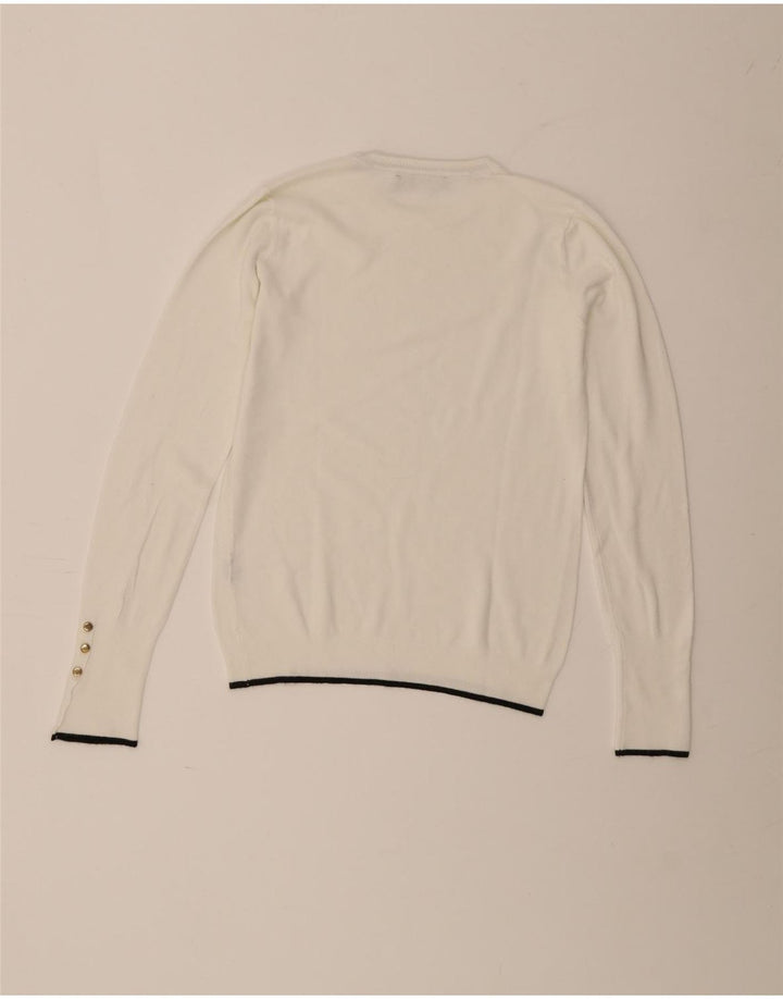 Zara - Jersey de cuello redondo para mujer, talla 40, talla M, color blanco