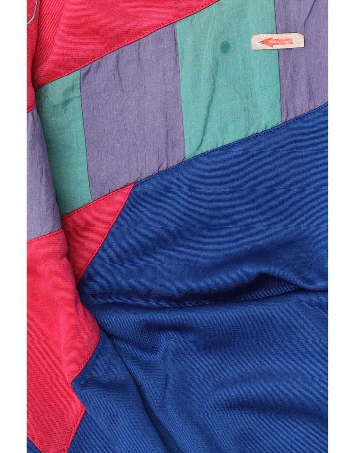 Vintage Hombre Chándal Top Chaqueta XL Multicolor Colorblock Poliéster
