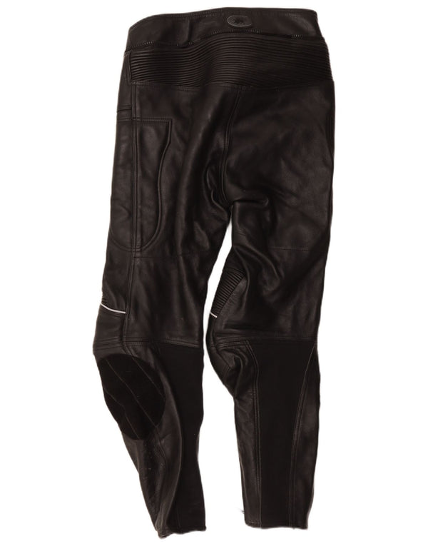 Buffalo Pantalones de cuero estilo motor para hombre UK 42 Medium W32 L27 Negro