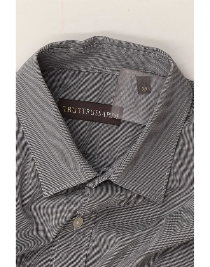 Camisa Trussardi Hombre Talla 39 Gris Medio Pata De Gallo