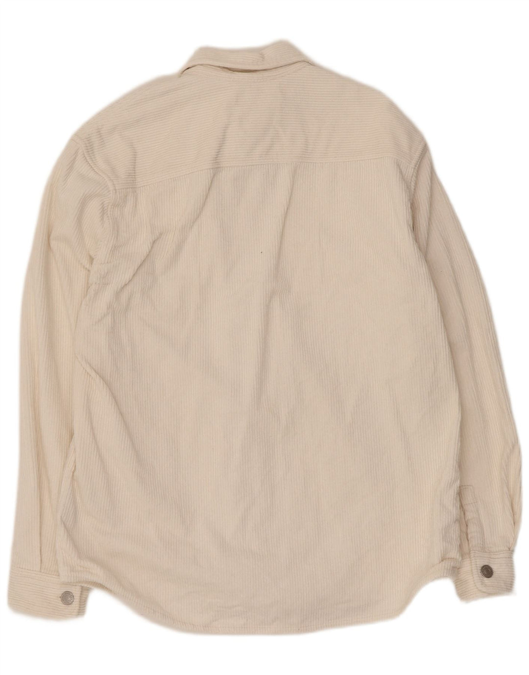 Zara Hombre Camisa Pana Mediana Algodón Blanco