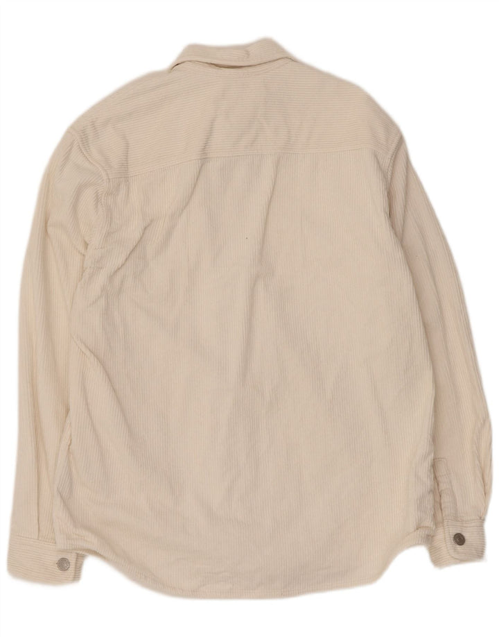 Zara Hombre Camisa Pana Mediana Algodón Blanco