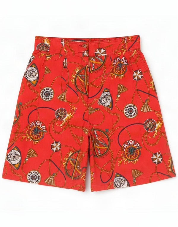 Conte of Florence Pantalones cortos chinos con estampado abstracto para mujer IT 42 Medium W27 Red