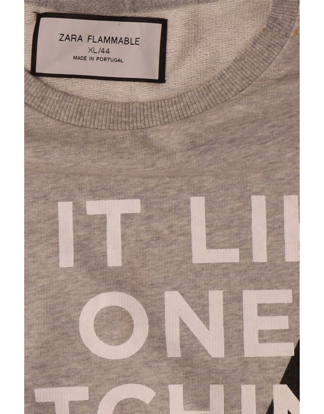 Zara Hombre Sudadera Gráfica Jumper XL Algodón Gris