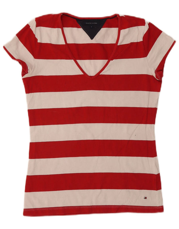 TOMMY HILFIGER Camiseta para mujer Top UK 12 Algodón de rayas rojas medianas