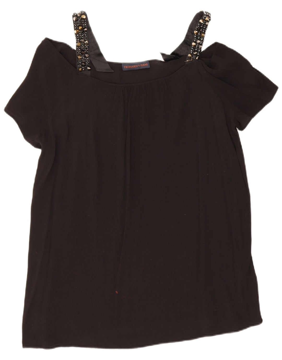 Trussardi Top con hombros descubiertos para mujer IT 48 XL Viscosa negra