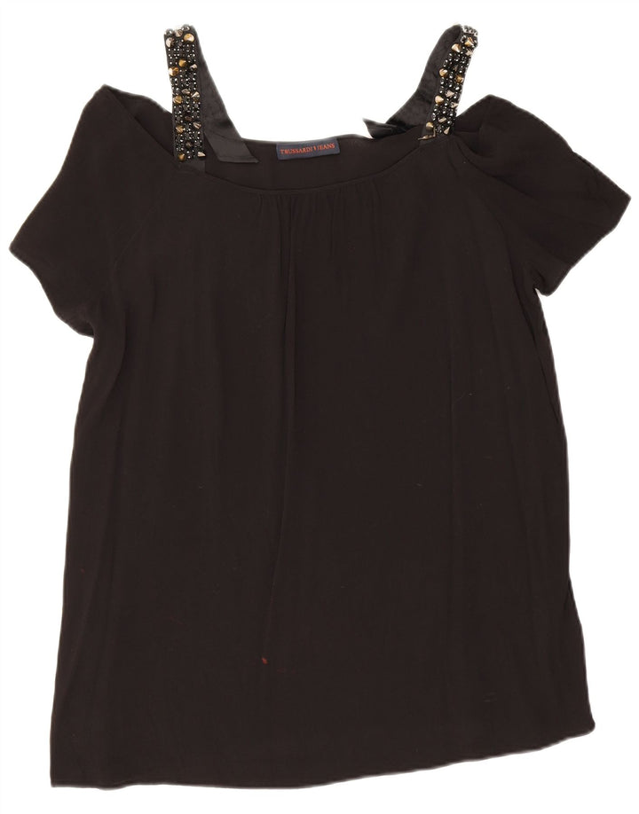 Trussardi Top con hombros descubiertos para mujer IT 48 XL Viscosa negra