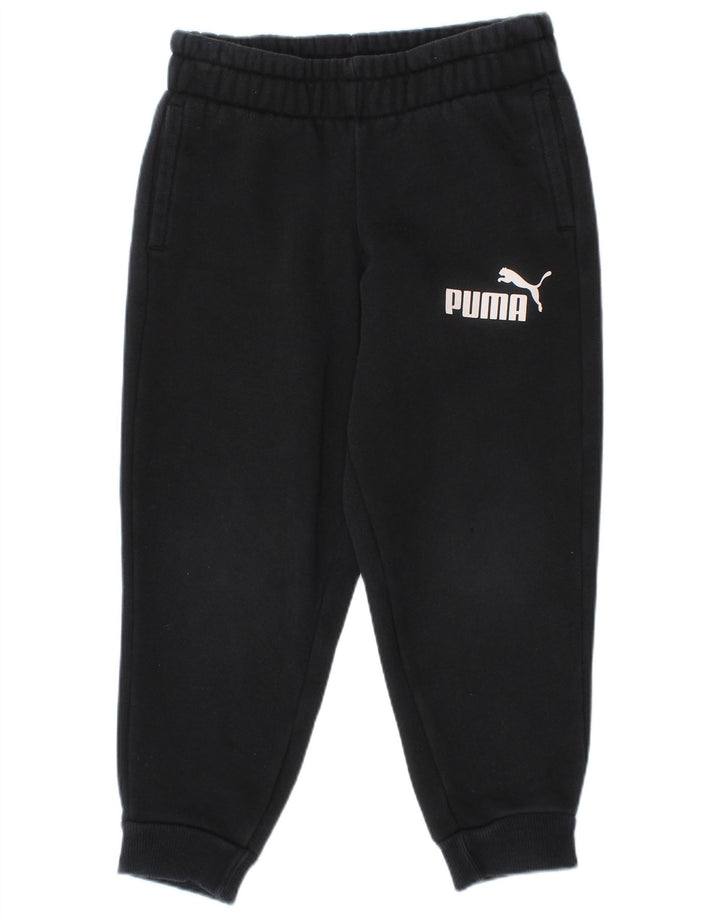 Puma Pantalones de chándal con estampado gráfico para niños, 4-5 años, algodón negro
