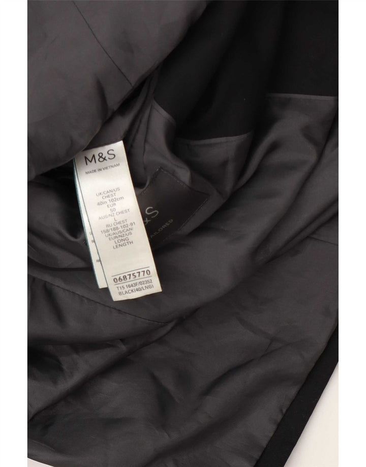 Marks & Spencer Chaqueta tipo blazer de 2 botones para hombre UK 40 Mediano Poliéster negro