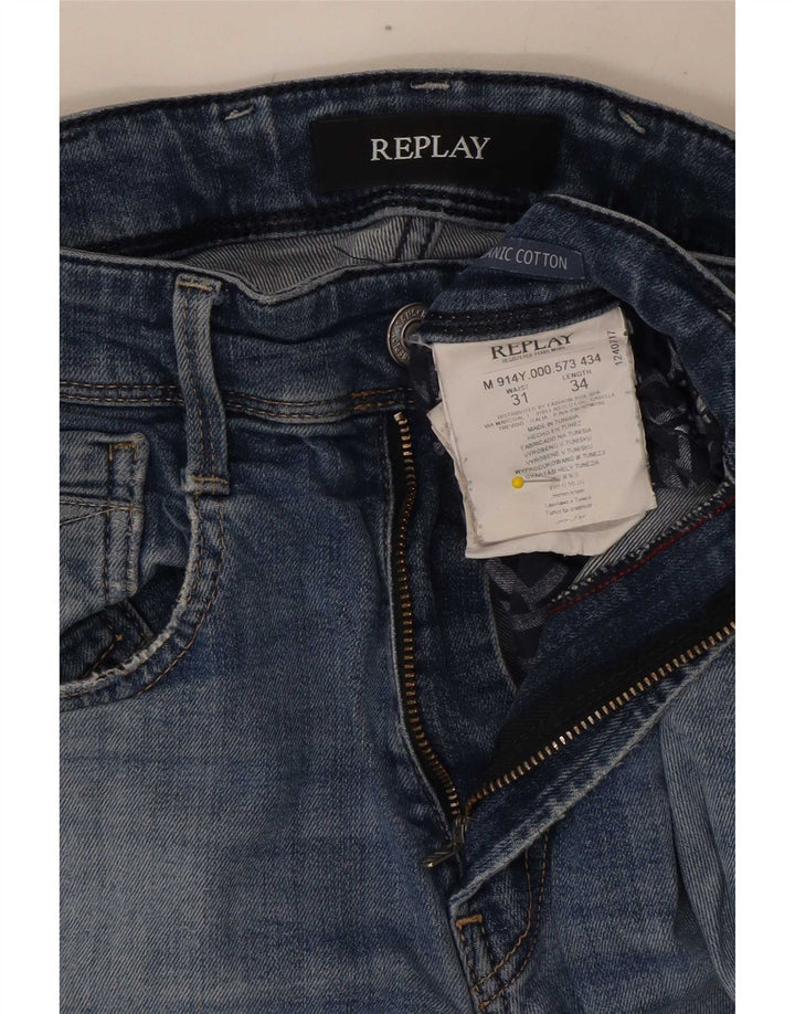 Replay Vaqueros ajustados desgastados para hombre W31 L26 Algodón azul