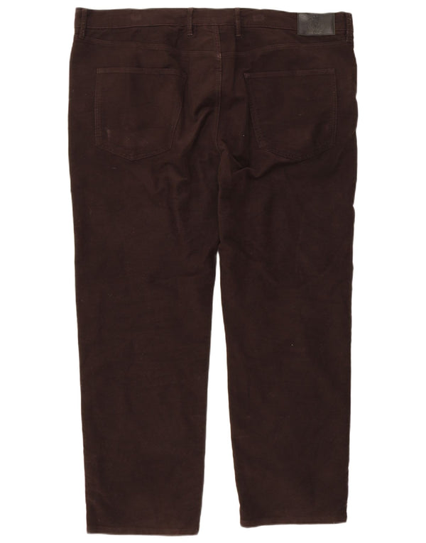 Marks & Spencer Mens Straight Casual Trousers W42 L29 Brown Cotton