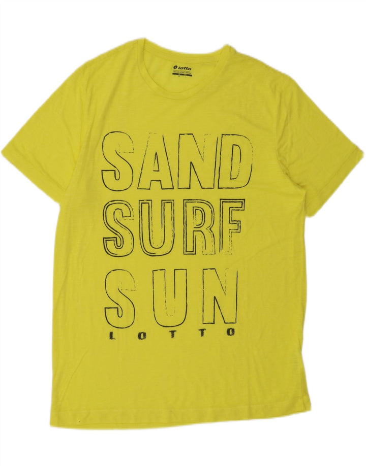 LOTTO Mens Graphic T-Shirt Top XL Yellow Polyester Vintage Lotto and Second-Hand Lotto from Messina Hembry 