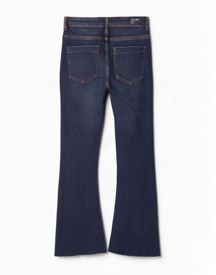 Zara Jeans Acampanados Cortos para Mujer EU 38 Small W28 L26 Azul