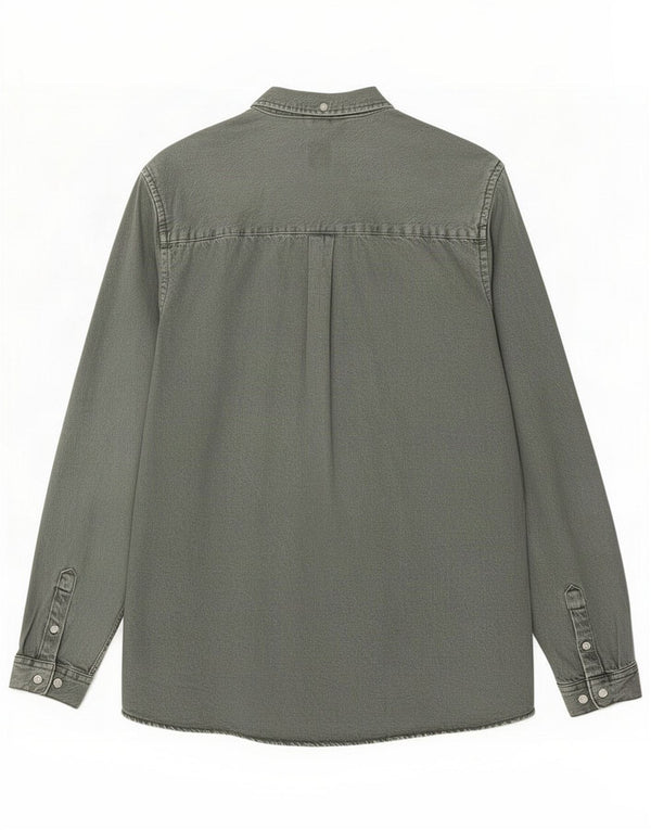 Zara Camisa vaquera hombre grande verde algodón