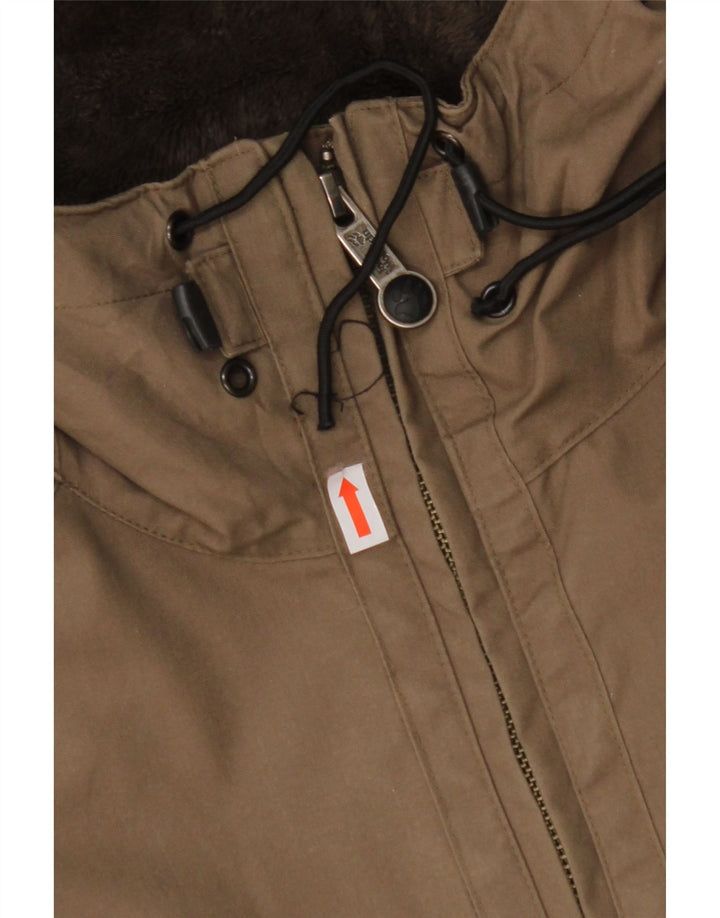 JACK WOLFSKIN Chaqueta cortavientos con capucha para hombre UK 40/42 Large Khaki