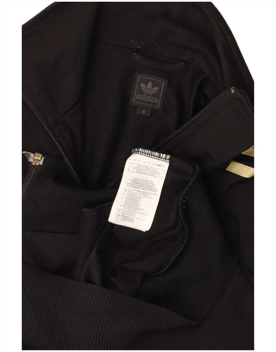 ADIDAS Hombre Chándal Top Chaqueta Pequeña Poliéster Negro