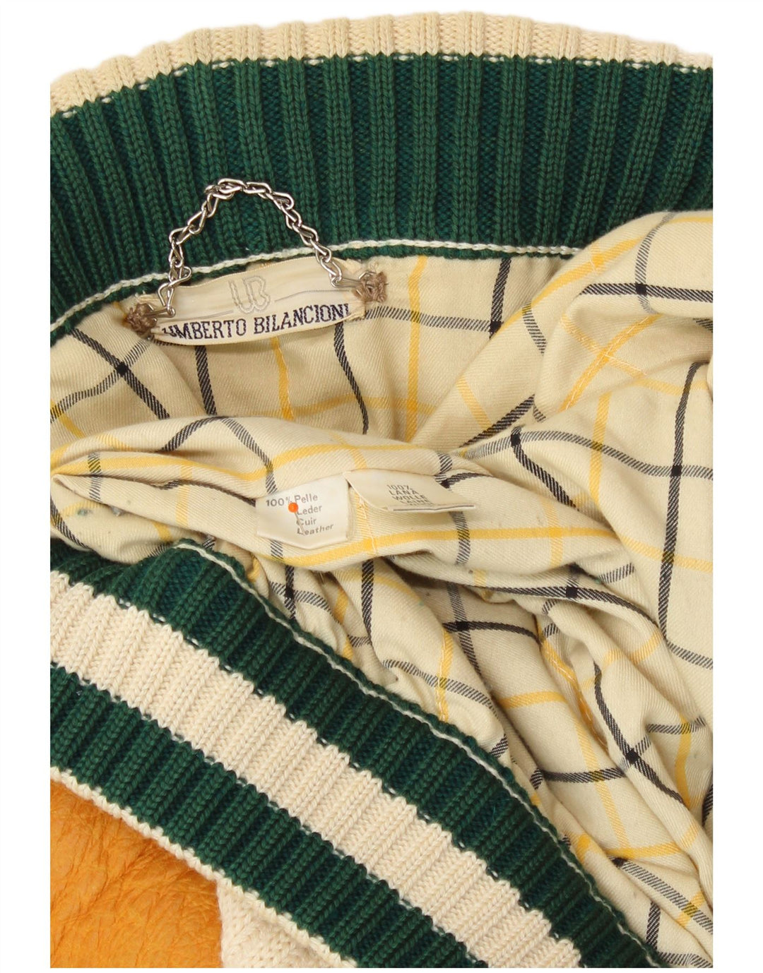 Umberto Bilancioni Chaqueta para hombre UK 40 Large Cuero color block amarillo